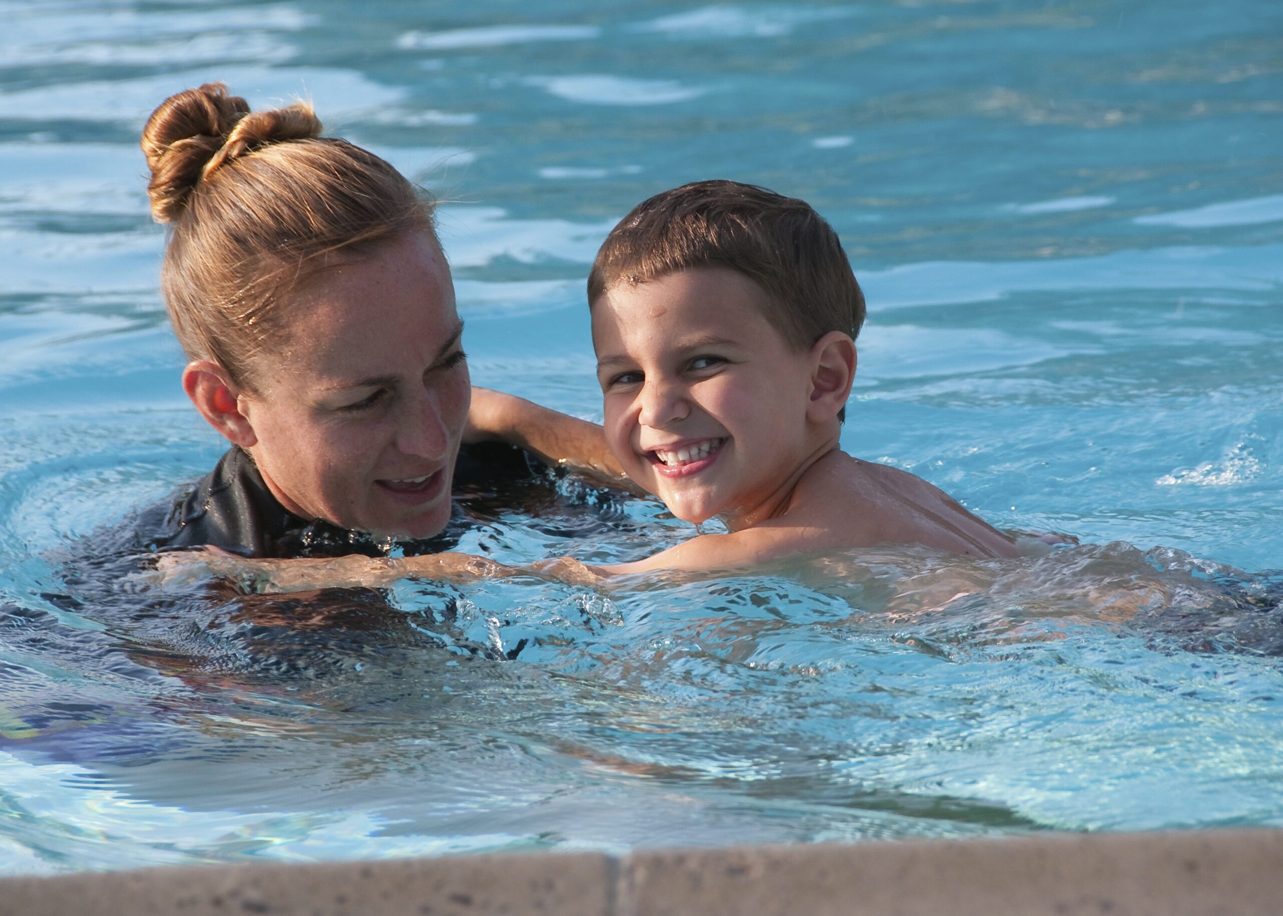 Kicking on shoulders tiffany hoggard in pool